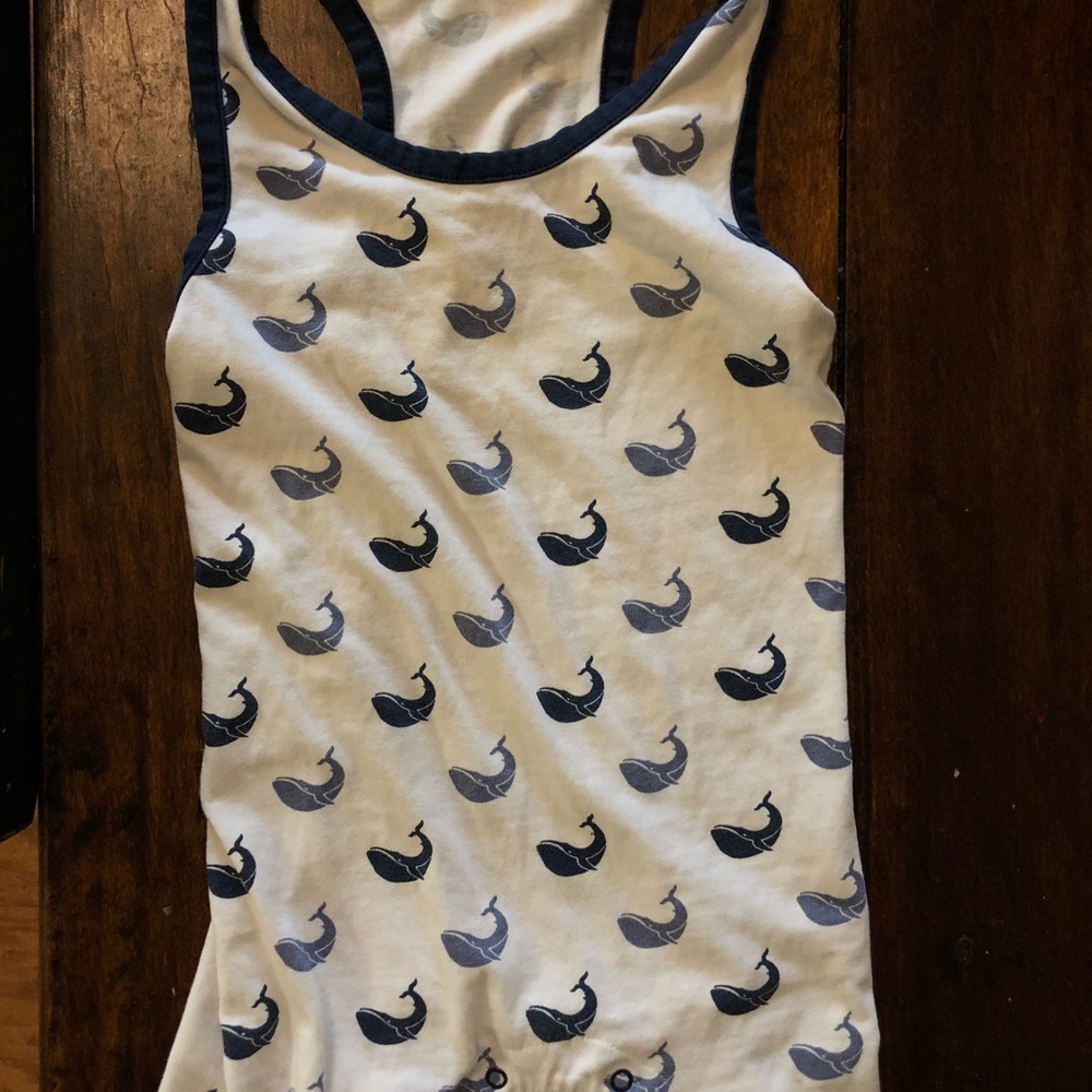 Monica and Andy whale infant romper